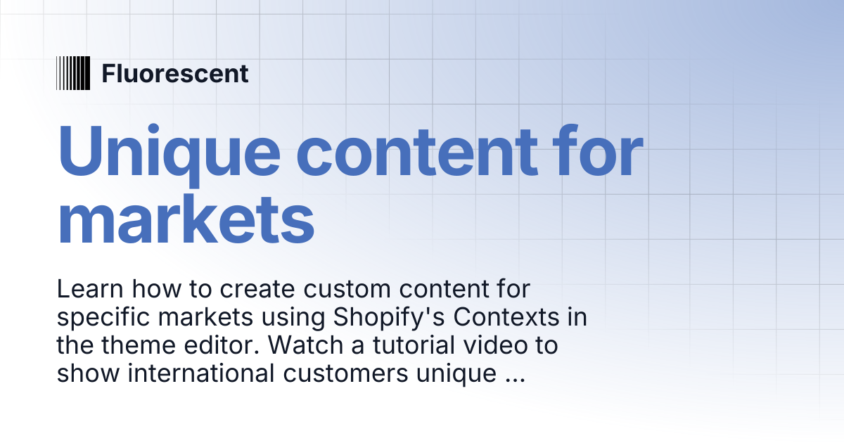 Unique content for markets | Eclipse | Fluorescent